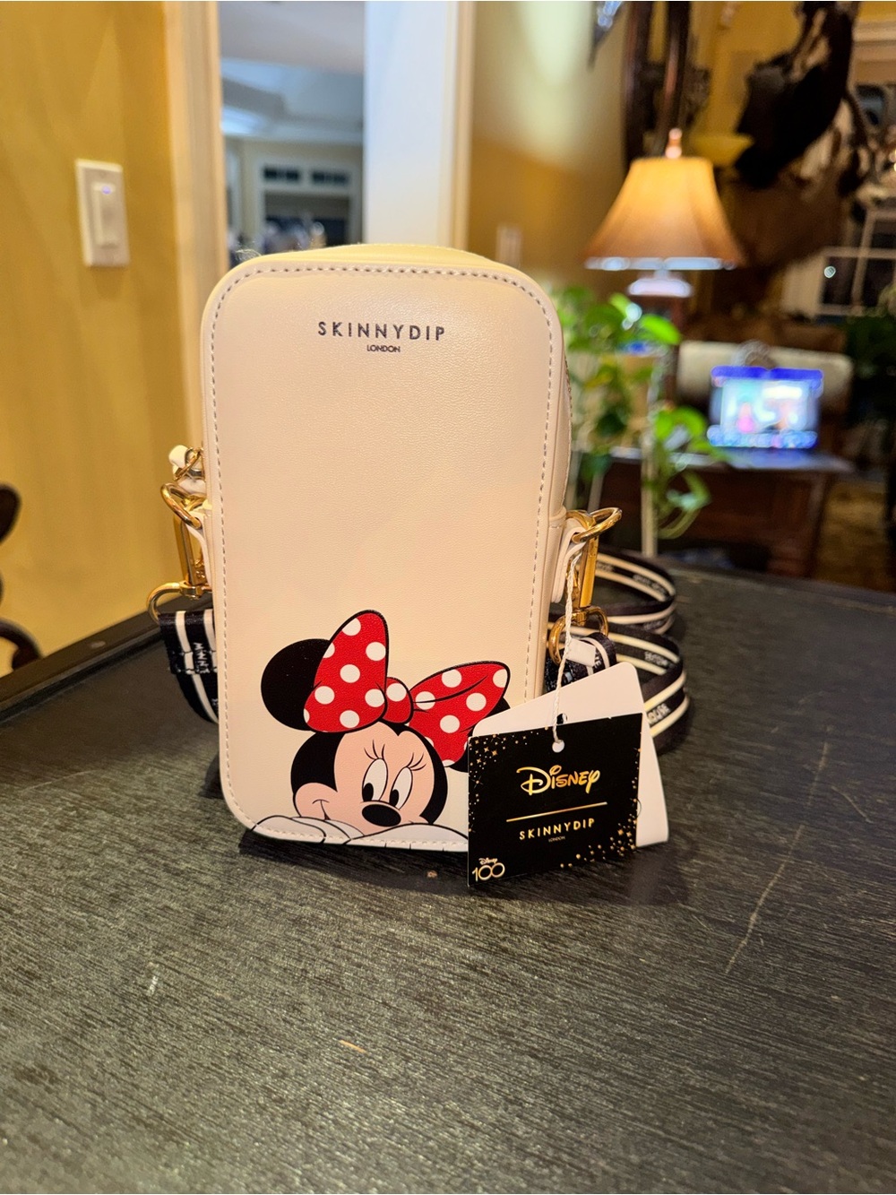 Disney Minnie Mouse Cream Crossbody with Red Bow